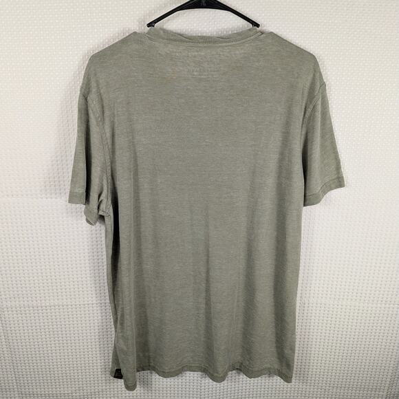 Lucky Brand L Shirt Men's Burnout Henley Olive Green Casual Tee Venice Fit - Picture 4 of 4